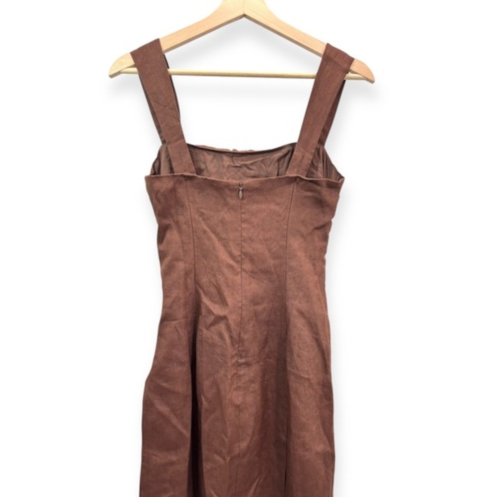 NWT Reformation Clement Linen Midi Dress Chocolate Cake - Size 8 - Picture 12 of 15